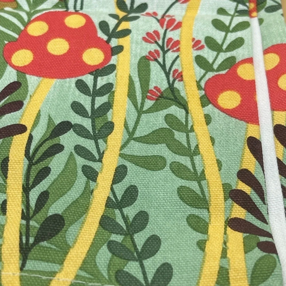 Streamline Imagined White & Green Mushroom Garden Tea Towel, White, NWT